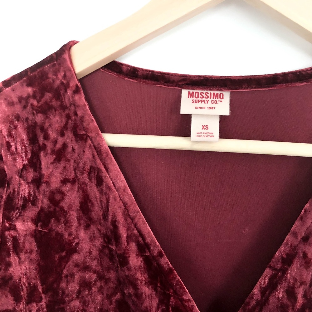 Long Sleeve Red Velvet Dress - Picture 2 of 5